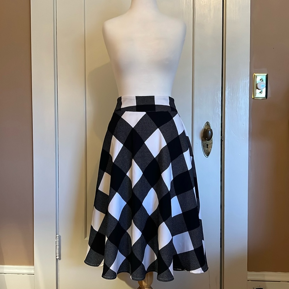 Unique Vintage Buffalo Check A line skirt